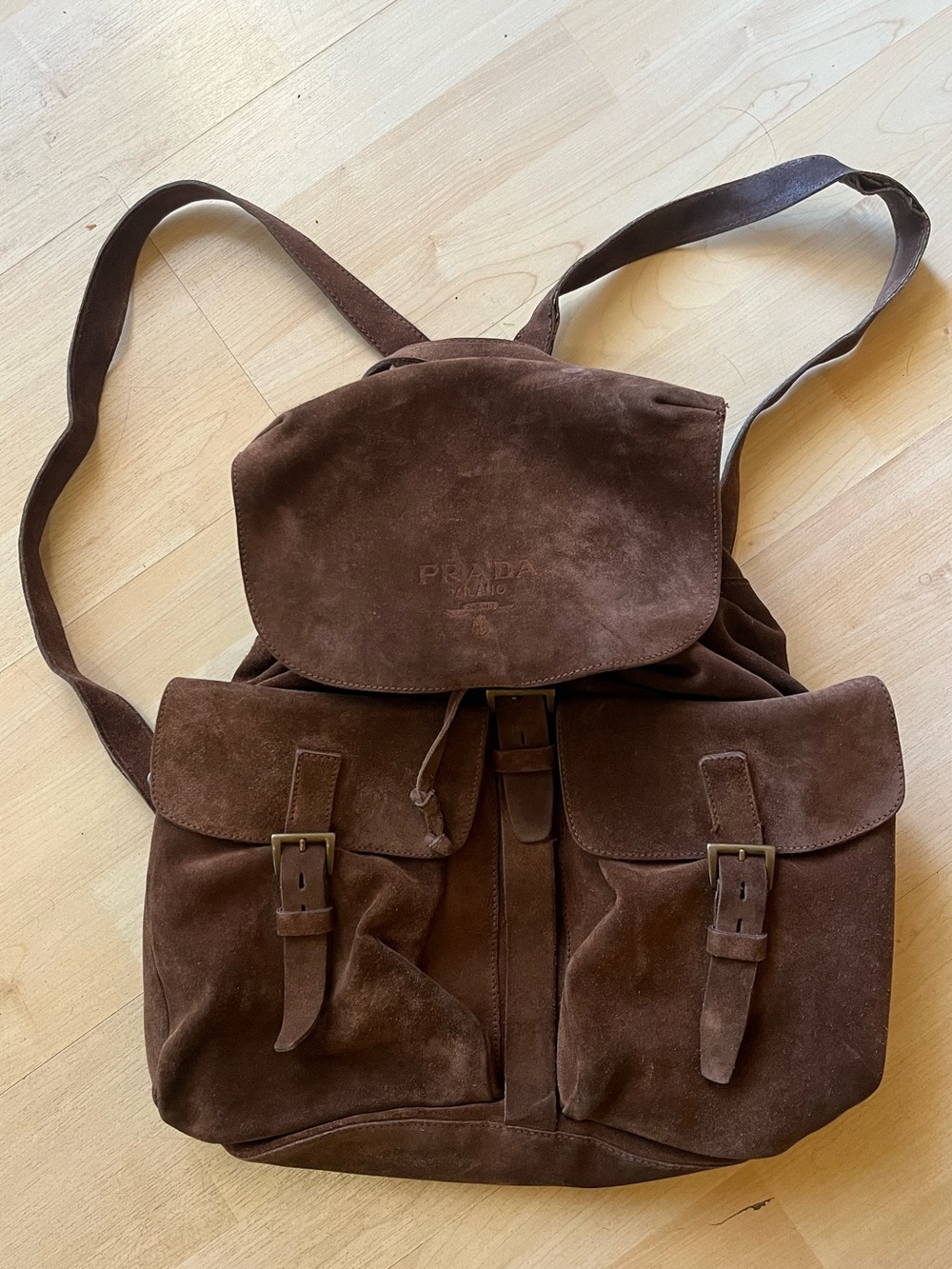 ✨PRADA✨Large Brown Suede Backpack